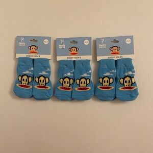 Perri’s Paul Frank Doggy Socks Monkey Face Clouds Grip Bottom Light Blue XS S